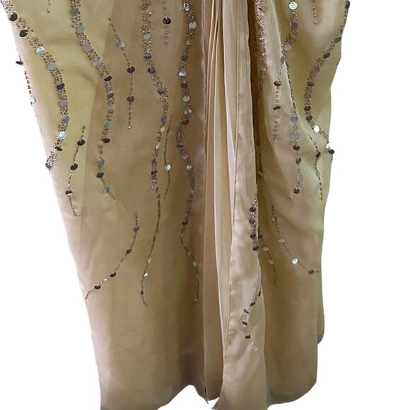 formal y2k size 6 Gold sequin halter neck dress - Picture 3 of 5